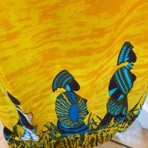 Yellow Swim suite cover up with Tribal print size xl